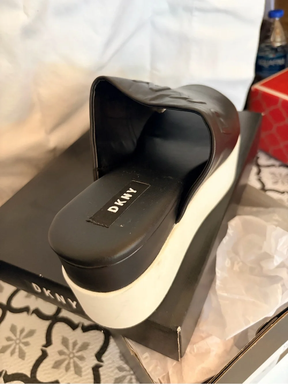 DKNY open toe platform slide